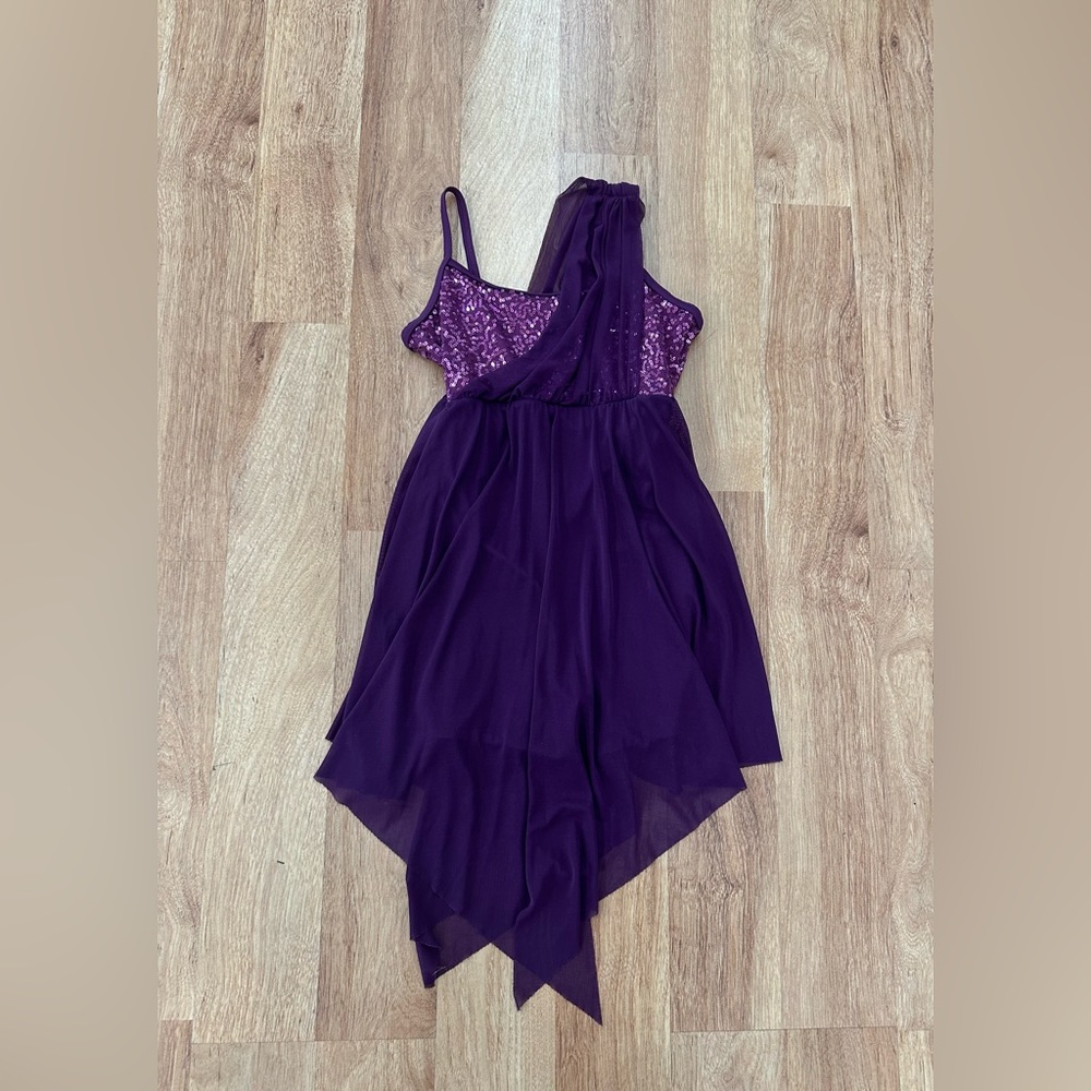 Weissmans Dark Purple Lyrical Contemporary Costume, Medium Child
